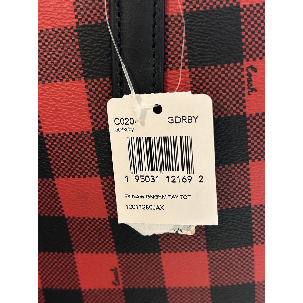 New With Tags Coach Gallery Tote in Buffalo Plaid Red Black C0204 - Picture 9 of 16